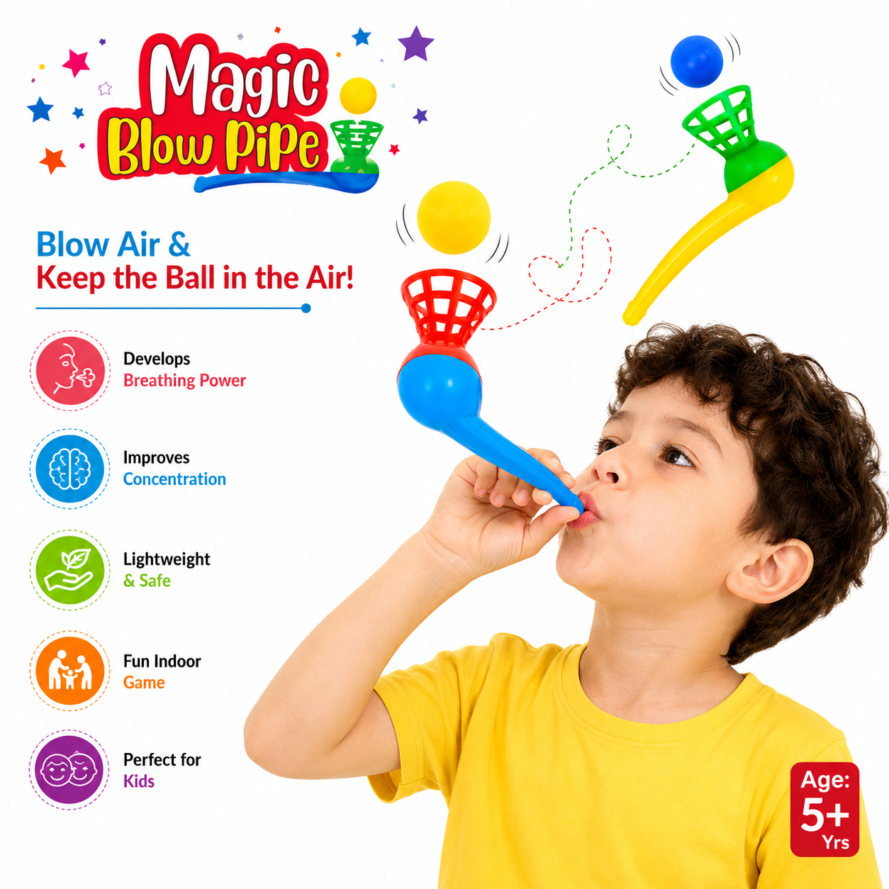Magic Blow Pipe Ball Game Set for Kids