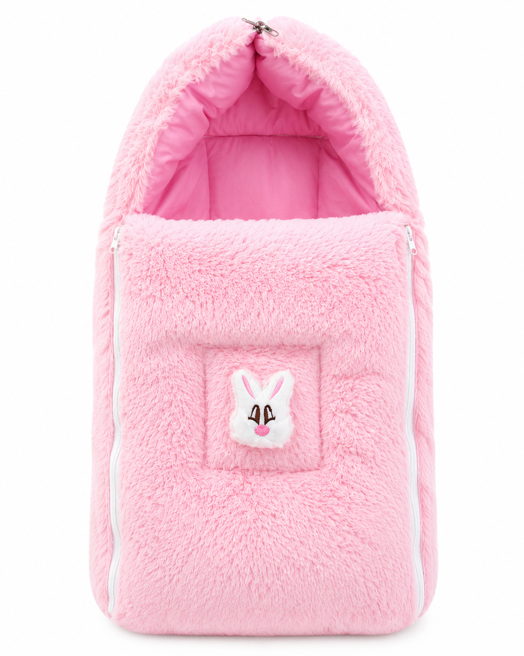 Universal Plush Baby Stroller Footmuff Winter Warm Sleeping Bag – Soft Fleece Cozy Pram & Pushchair Cover with Bunny Design (Pink)