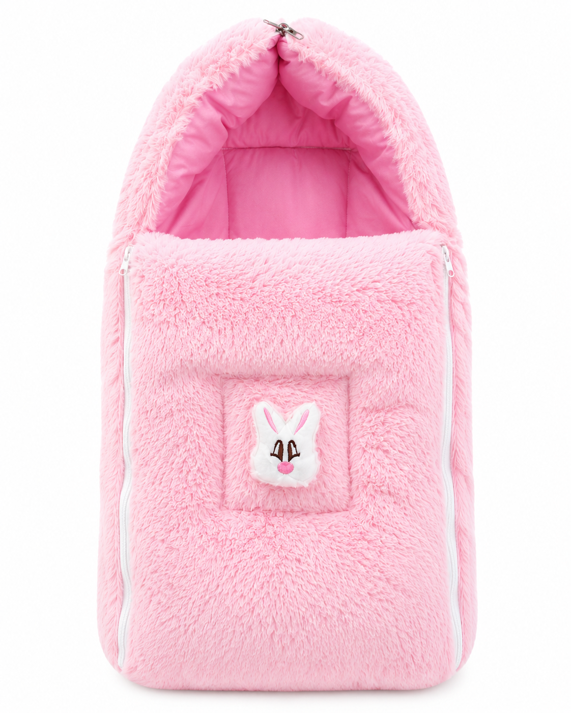 Universal Plush Baby Stroller Footmuff Winter Warm Sleeping Bag – Soft Fleece Cozy Pram & Pushchair Cover with Bunny Design (Pink)