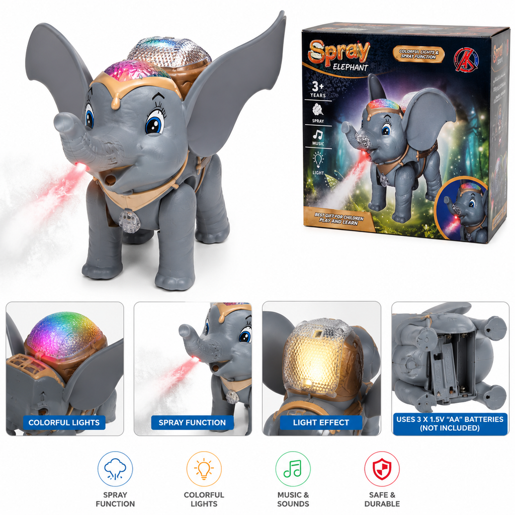 Spray Elephant Electric Toy with Mist, Lights &amp; Music