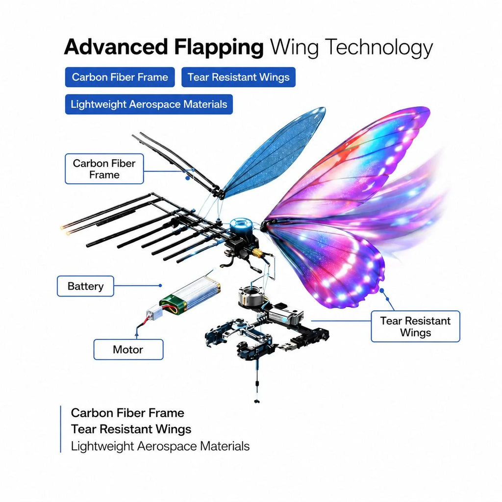 RC Butterfly Drone with LED Lights & Flapping Wings