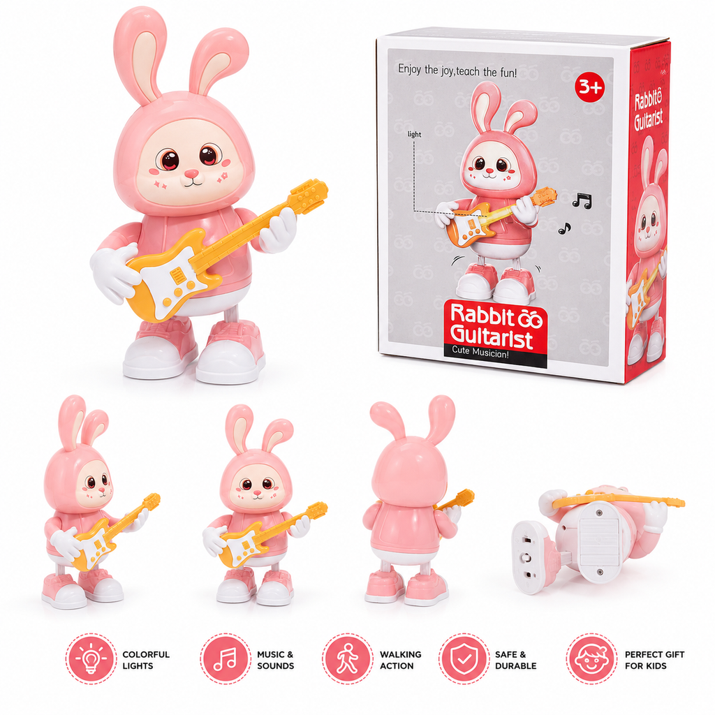 Rabbit Guitarist Musical Walking Toy with Lights & Sounds