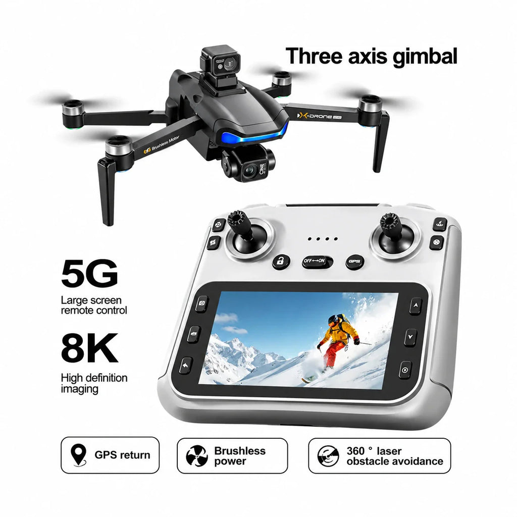 L3 Max GPS Drone with 3-Axis Gimbal Camera, 4K UHD Camera, Screen Remote Controller & Obstacle Avoidance