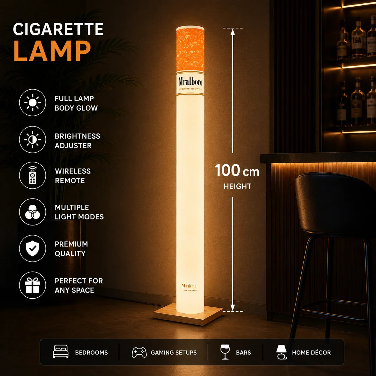 Cigarette LED Lamp with Wireless Remote (100 Cm)