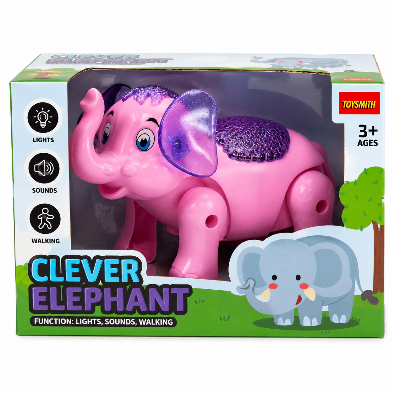 Clever Elephant Electric Walking Toy with Lights & Sounds