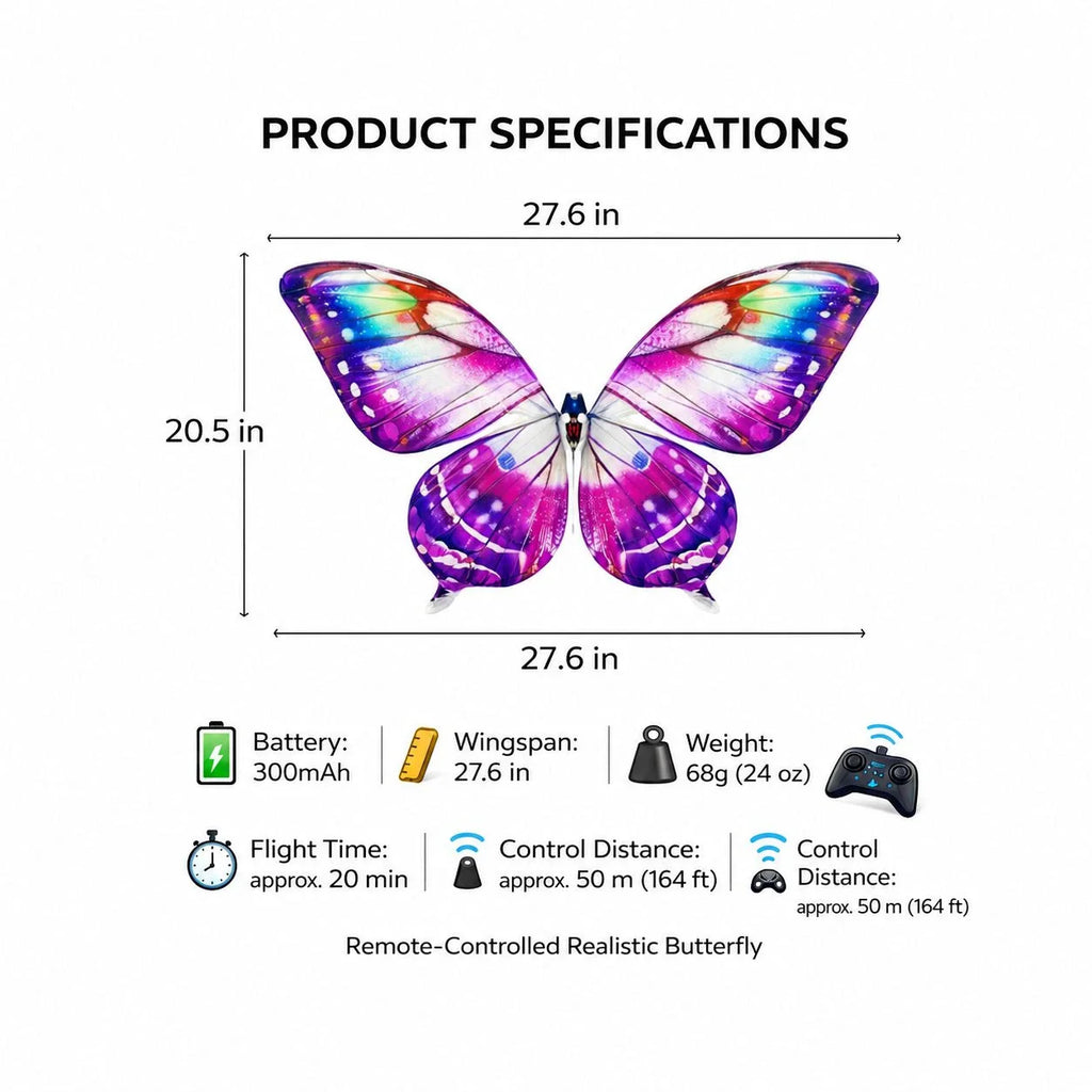 RC Butterfly Drone with LED Lights & Flapping Wings