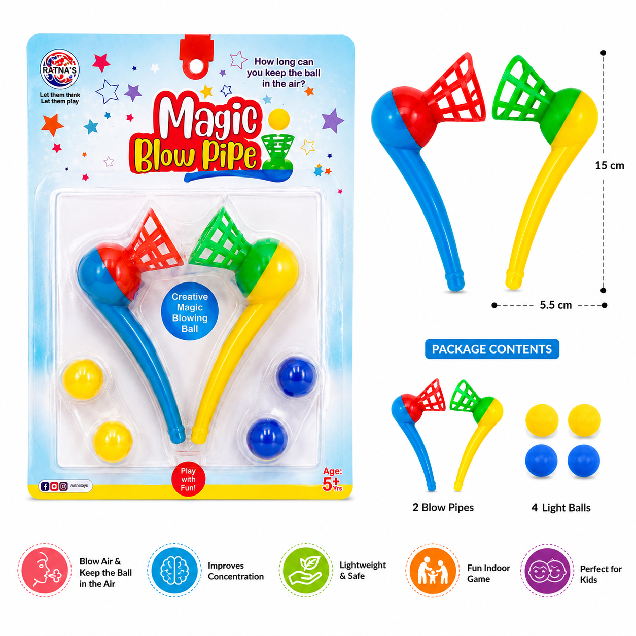 Magic Blow Pipe Ball Game Set for Kids