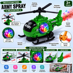 Army Spray Helicopter Toy with Lights, Music & Smoke Effects