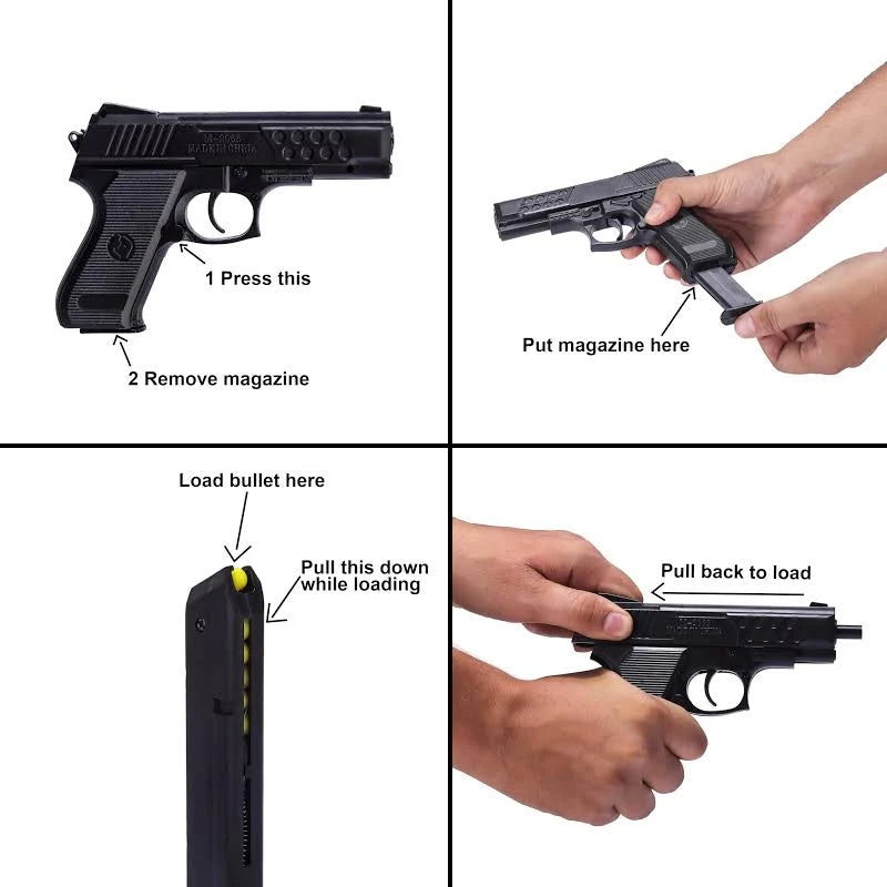 Velinor Army-Style Mouser Air Soft Toy Gun with BB Bullets - Long Range Police Roleplay Pistol for Kids